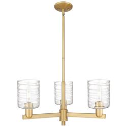 Arcadia Cobbleskill 27"W 3-Lt Brushed Brass Stem Chandelier w/ Deco Shade