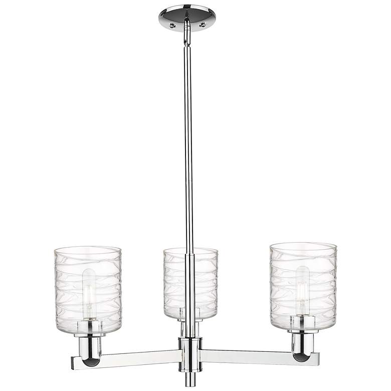 Image 1 Arcadia Cobbleskill 27"W 3-Lt Chrome Stem Chandelier w/ Deco Shade