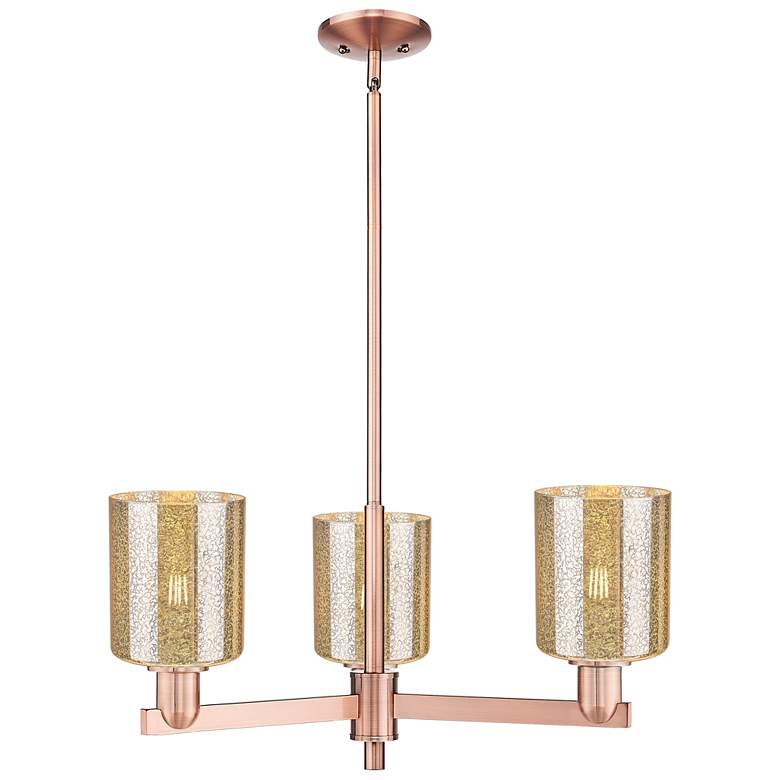 Image 1 Arcadia Cobbleskill 27"W 3-Lt Copper Stem Chandelier w/ Mercury Shade