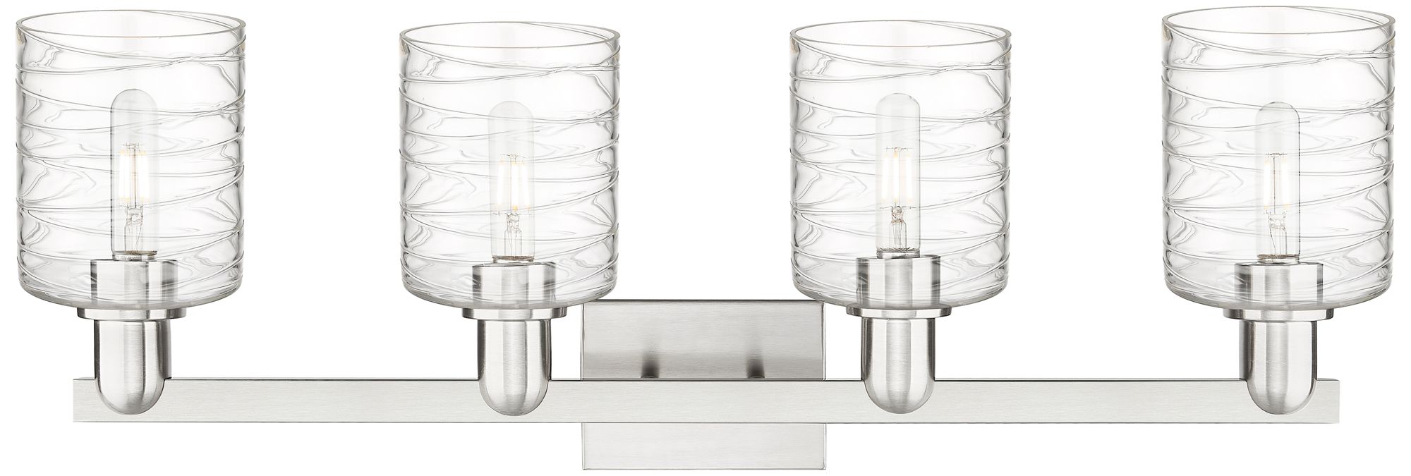 Image 2 Arcadia Cobbleskill 32"W 4 Light Nickel Bath Light w/ Deco Swirl Shade more views