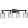 1_Arcadia Cobbleskill 32"W 4 Light Black Vanity Light w/ Clear Shade