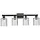 Arcadia Cobbleskill 32"W 4 Light Black Vanity Light w/ Clear Shade