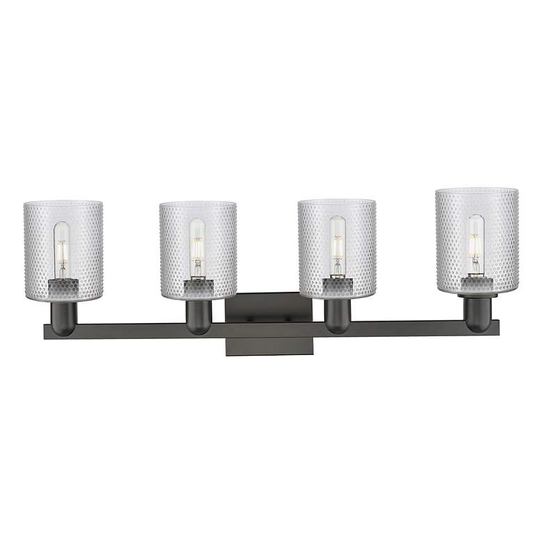 Image 2 Arcadia Cobbleskill 32"W 4 Light Black Vanity Light w/ Clear Shade more views