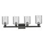 2_Arcadia Cobbleskill 32"W 4 Light Black Vanity Light w/ Clear Shade more views