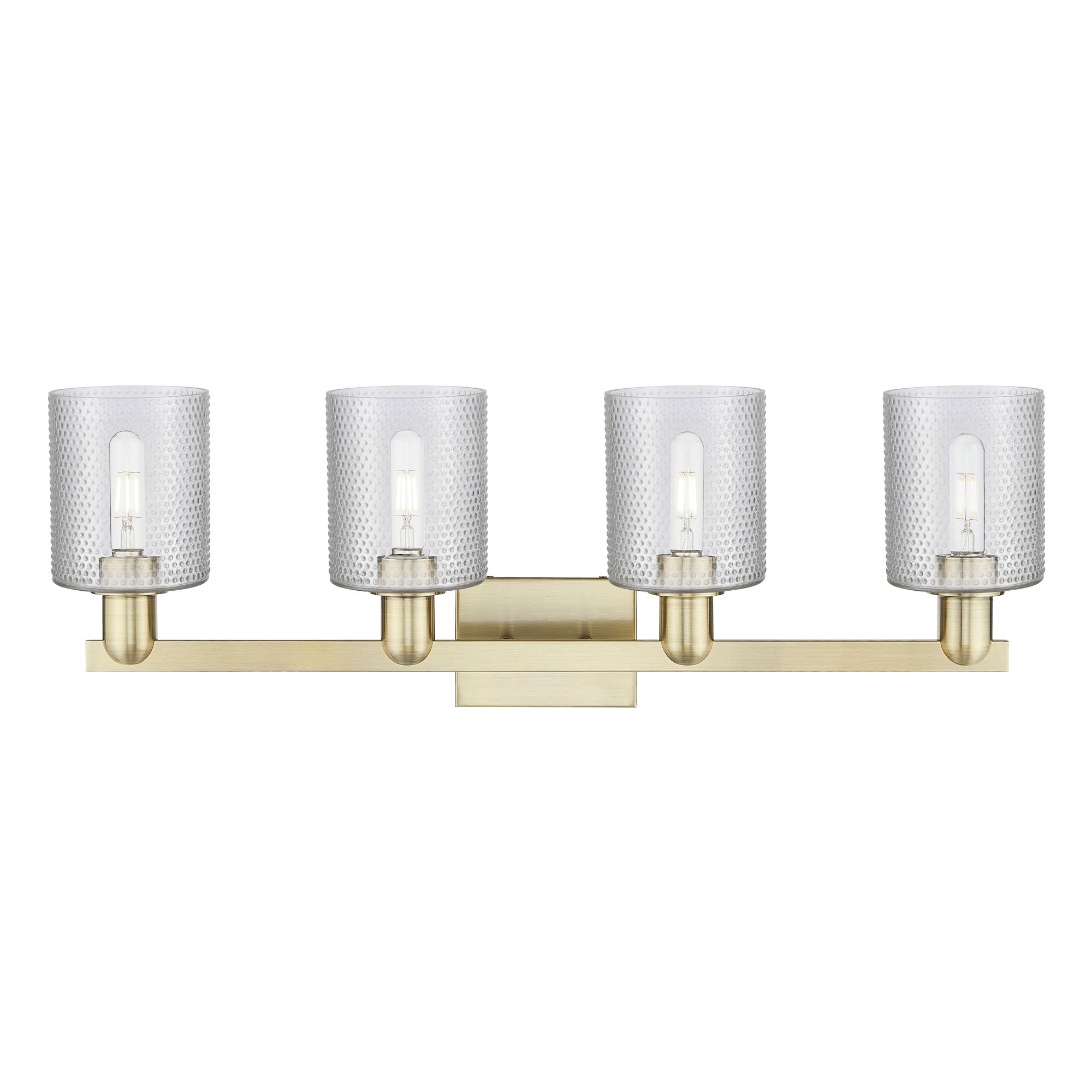Image 2 Arcadia Cobbleskill 32"W 4 Light Brass Vanity Light With Clear Shade more views