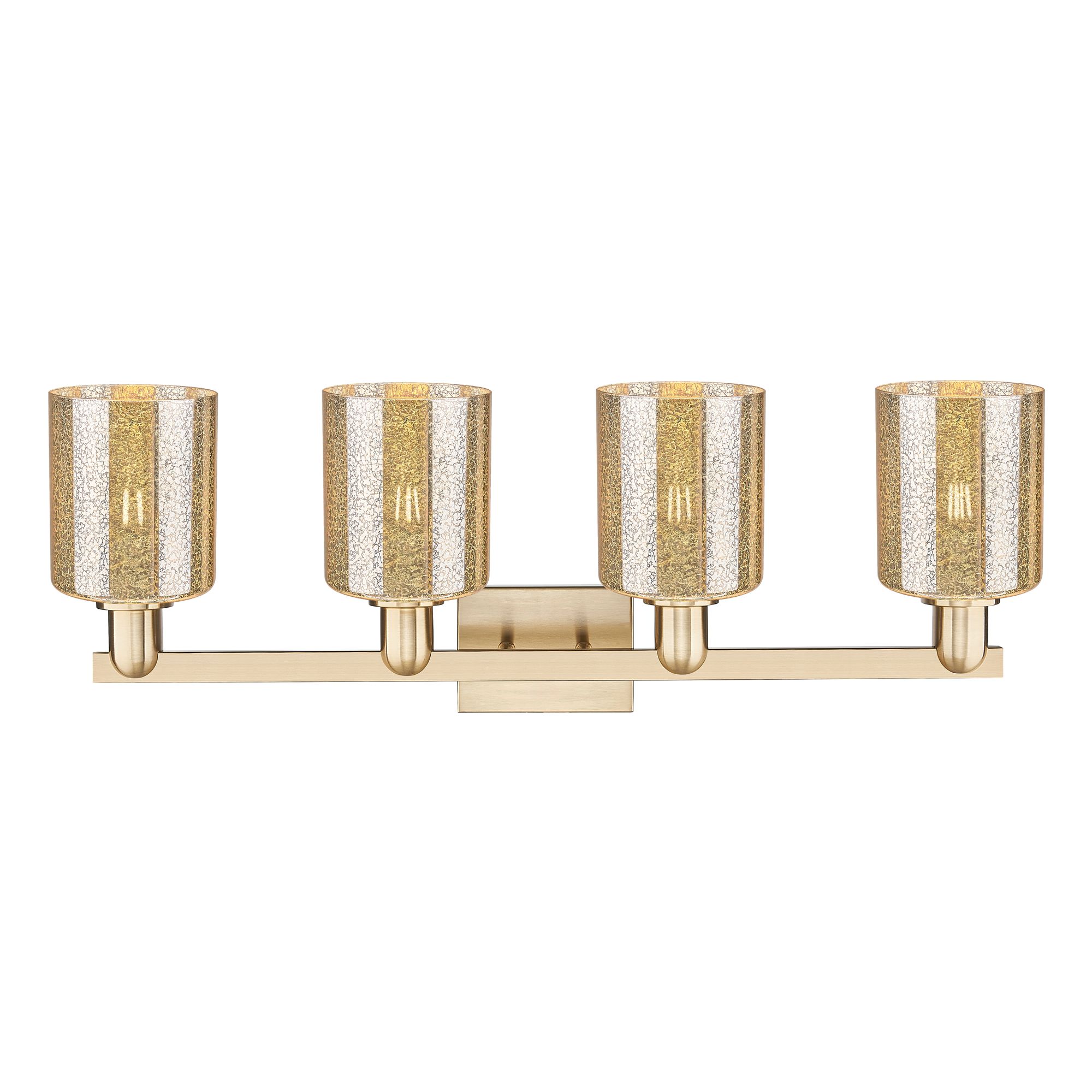 Image 2 Arcadia Cobbleskill 32"W 4 Light Bronze Vanity Light w/ Mercury Shade more views