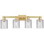 1_Arcadia Cobbleskill 32"W 4 Light Brushed Brass Vanity w/ Clear Shade