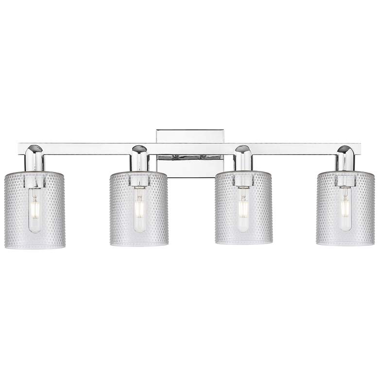Image 1 Arcadia Cobbleskill 32"W 4 Light Chrome Vanity Light w/ Clear Shade