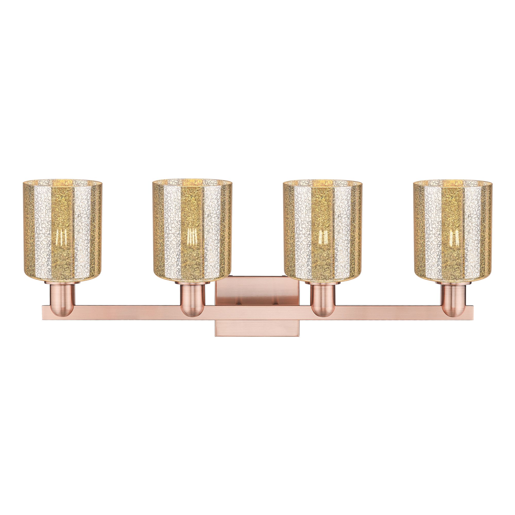 Image 2 Arcadia Cobbleskill 32"W 4 Light Copper Bath Light With Mercury Shade more views