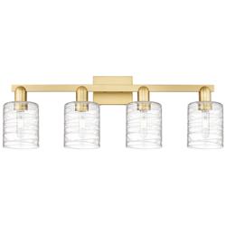Arcadia Cobbleskill 32"W 4 Light Gold Vanity Light w/ Deco Swirl Shade