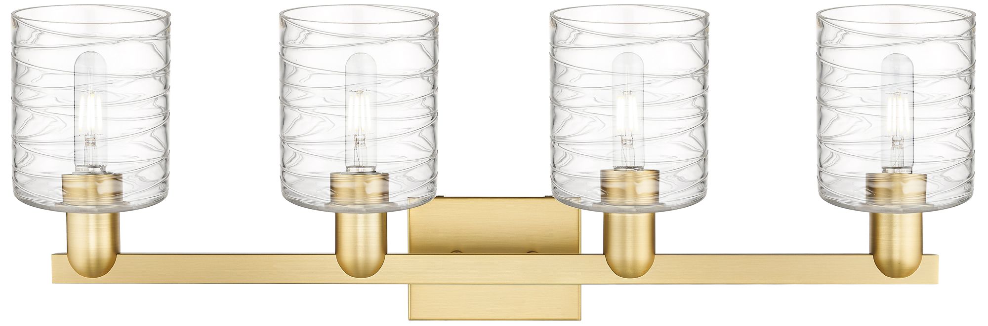 Image 2 Arcadia Cobbleskill 32"W 4 Light Gold Vanity Light w/ Deco Swirl Shade more views