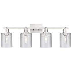 Arcadia Cobbleskill 32"W 4 Light Nickel Bath Light w/ Clear Shade
