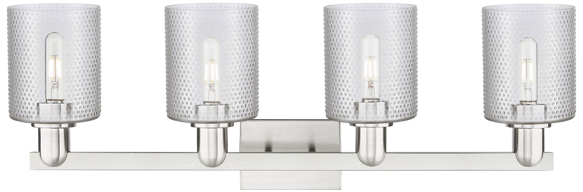 Image 2 Arcadia Cobbleskill 32"W 4 Light Nickel Bath Light w/ Clear Shade more views