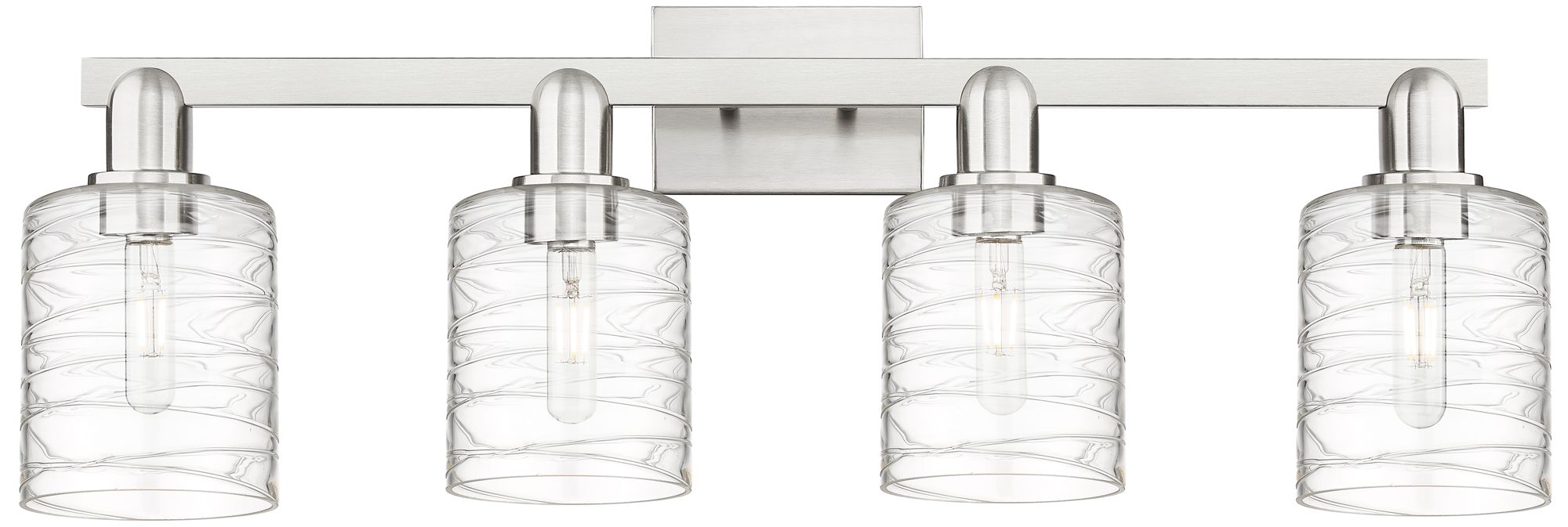 Arcadia Cobbleskill 32"W 4 Light Nickel Bath Light w/ Deco Swirl Shade