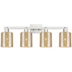 Arcadia Cobbleskill 32"W 4 Light Nickel Bath Light w/ Mercury Shade