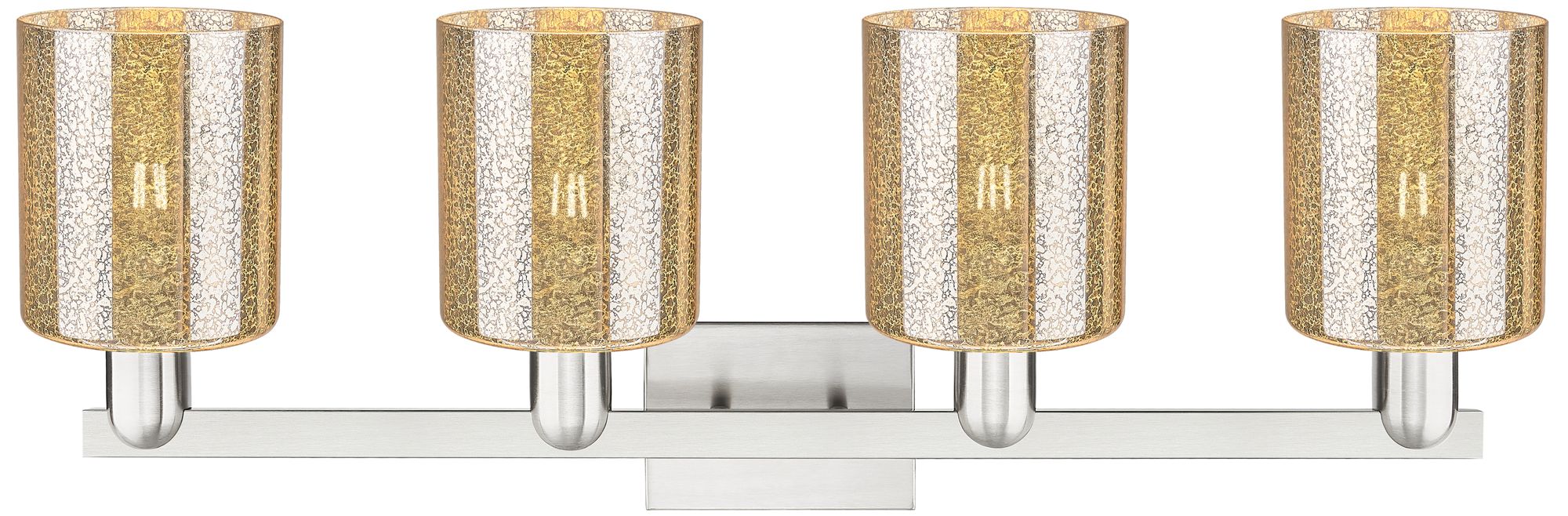 Image 2 Arcadia Cobbleskill 32"W 4 Light Nickel Bath Light w/ Mercury Shade more views