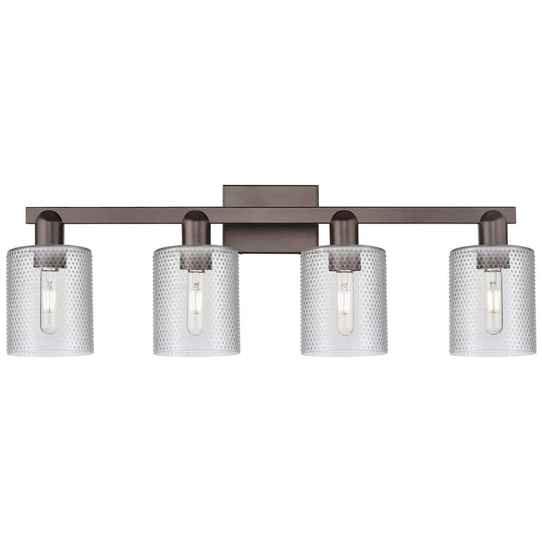 Image 1 Arcadia Cobbleskill 32"W 4 Light Oiled Bronze Vanity w/ Clear Shade