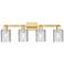 Arcadia Cobbleskill 32"W 4 Light Satin Gold Bath Light w/ Clear Shade