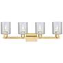 2_Arcadia Cobbleskill 32"W 4 Light Satin Gold Bath Light w/ Clear Shade more views