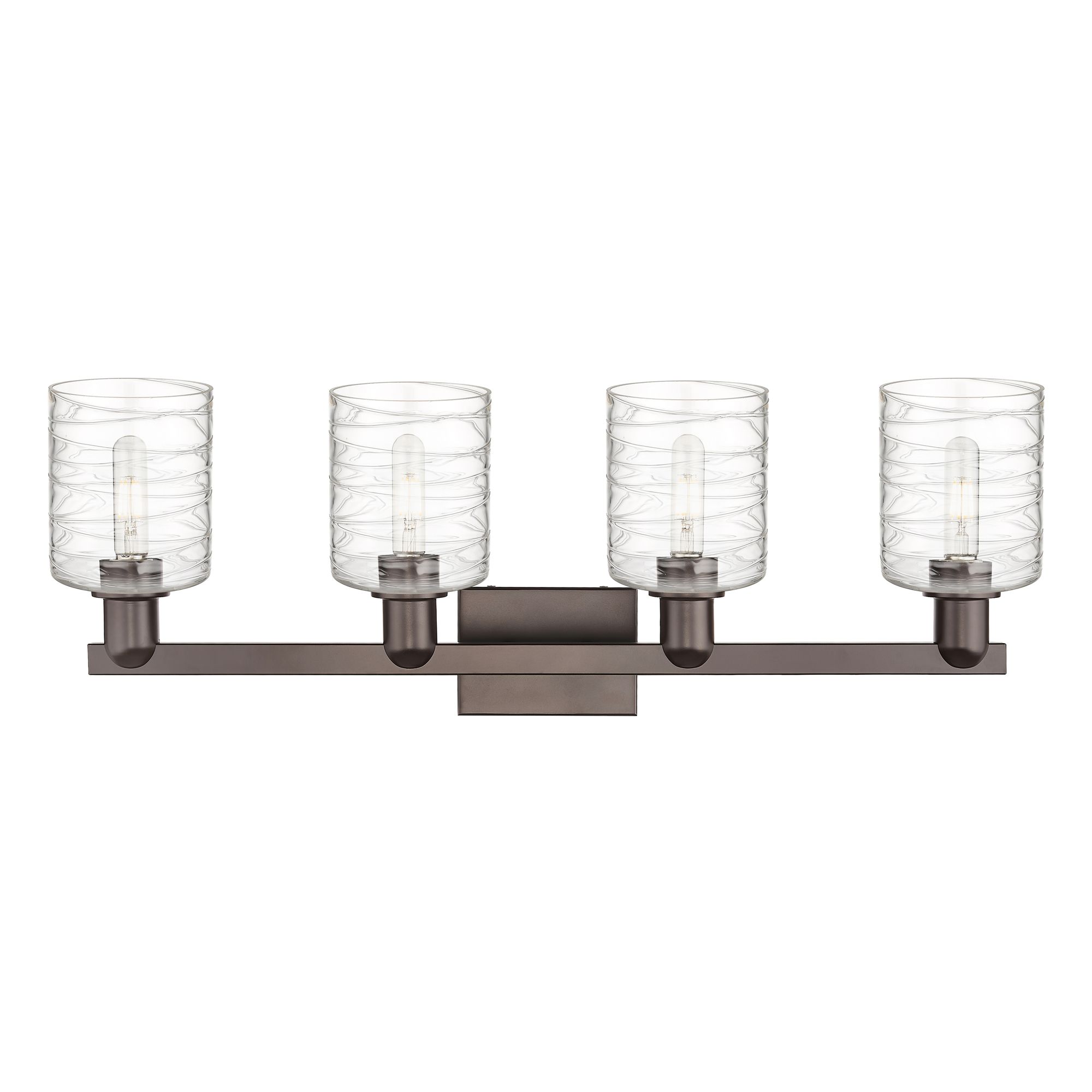 Image 2 Arcadia Cobbleskill 32"W 4-Lt Oiled Bronze Vanity w/ Deco Swirl Shade more views