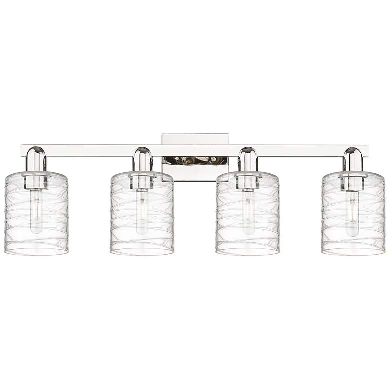 Image 1 Arcadia Cobbleskill 32"W 4-Lt Polished Nickel Vanity w/ Deco Shade
