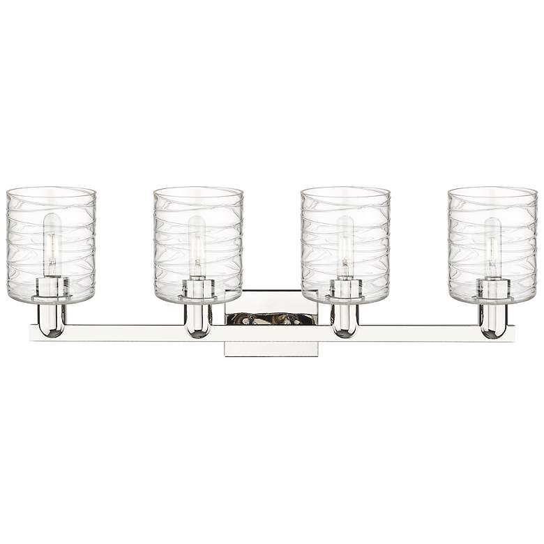 Image 2 Arcadia Cobbleskill 32"W 4-Lt Polished Nickel Vanity w/ Deco Shade more views