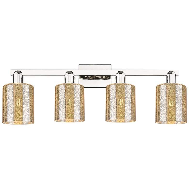 Image 1 Arcadia Cobbleskill 32"W 4-Lt Polished Nickel Vanity w/ Mercury Shade