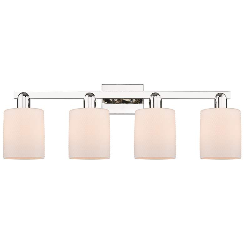 Image 1 Arcadia Cobbleskill 32"W 4-Lt Polished Nickel Vanity w/ White Shade