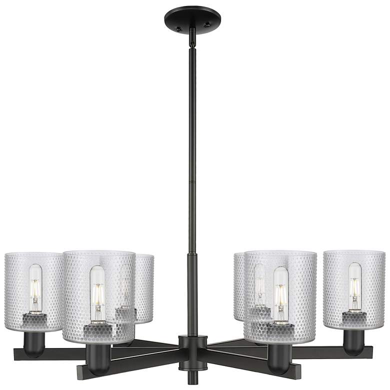 Image 1 Arcadia Cobbleskill 35"W 6 Light Black Stem Chandelier w/ Clear Shade