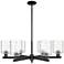 Arcadia Cobbleskill 35"W 6 Light Black Stem Chandelier w/ Deco Shade