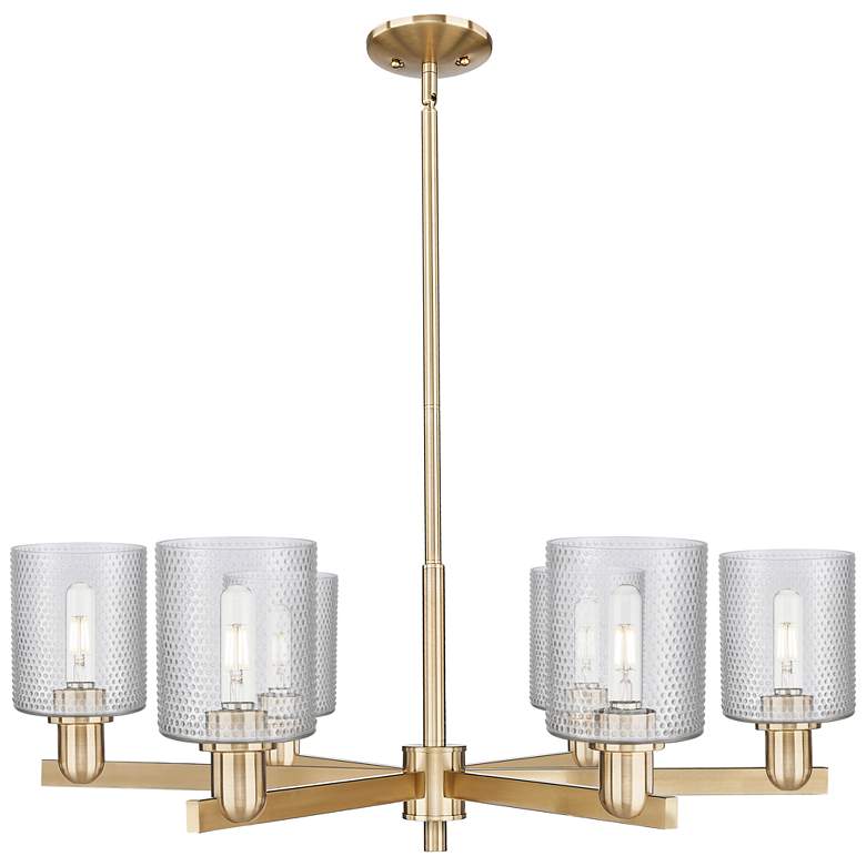 Image 1 Arcadia Cobbleskill 35"W 6 Light Bronze Stem Chandelier w/ Clear Shade