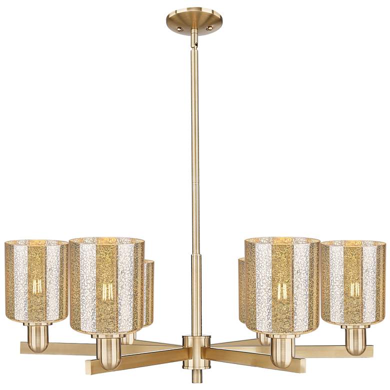 Image 1 Arcadia Cobbleskill 35"W 6-Lt Bronze Stem Chandelier w/ Mercury Shade