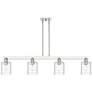 Arcadia Cobbleskill 48"W 4-Lt Polish Nickel Stem Island Light w/ Deco Shade