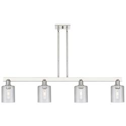 Arcadia Cobbleskill 48"W 4-Lt Polish Nickel Stem Island w/ Clear Shade