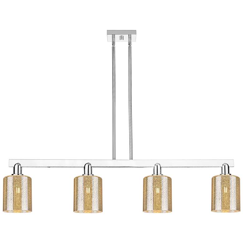 Image 1 Arcadia Cobbleskill 48"W 4-Lt Polish Nickel Stem Island w/ Mercury Shade