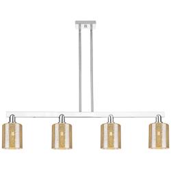 Arcadia Cobbleskill 48"W 4-Lt Polish Nickel Stem Island w/ Mercury Shade