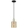 1_Arcadia Cobbleskill 5"W Black Brass Cord Mini Pendant w/ Mercury Shade