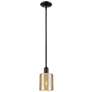 Arcadia Cobbleskill 5"W Black Stem Hung Mini Pendant w/ Mercury Shade