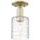 Arcadia Cobbleskill 5"W Brass Semi.Flush Mount With Deco Swirl Shade