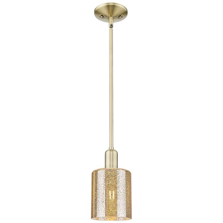 Image 1 Arcadia Cobbleskill 5"W Brass Stem Hung Mini Pendant w/ Mercury Shade