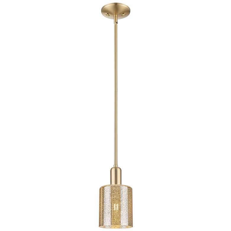 Image 1 Arcadia Cobbleskill 5"W Bronze Stem Mini Pendant w/ Mercury Shade