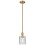 Arcadia Cobbleskill 5"W Brushed Brass Stem Mini Pendant w/ Clear Shade