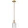 Arcadia Cobbleskill 5"W Brushed Brass Stem Pendant w/ Basketweave Shade