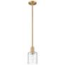 Arcadia Cobbleskill 5"W Brushed Brass Stem Pendant w/ Deco Swirl Shade