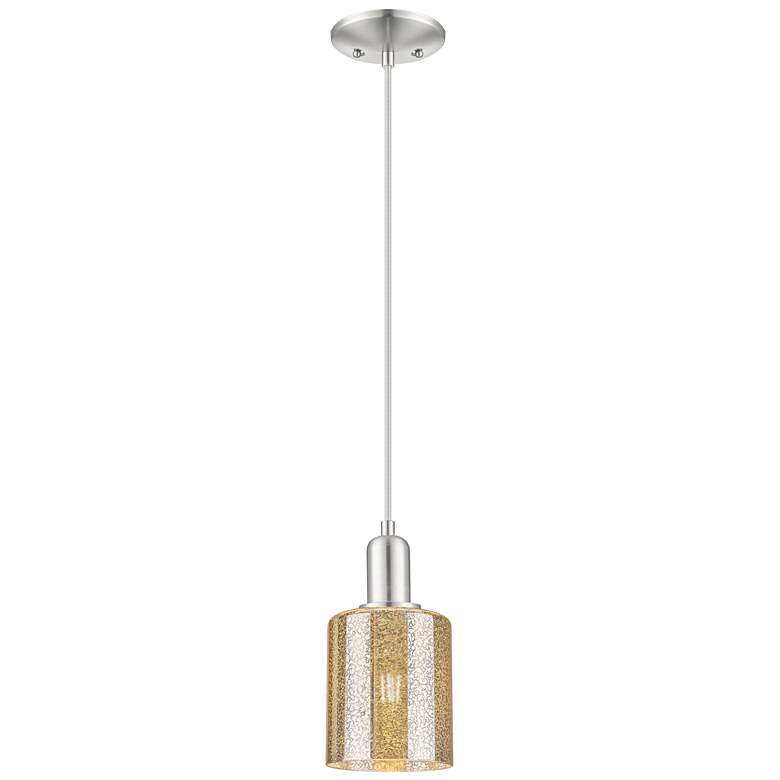 Image 1 Arcadia Cobbleskill 5"W Brushed Nickel Cord Pendant w/ Mercury Shade