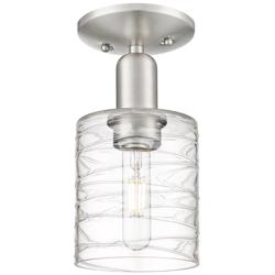 Arcadia Cobbleskill 5"W Brushed Nickel Semi-Flush w/ Deco Swirl Shade