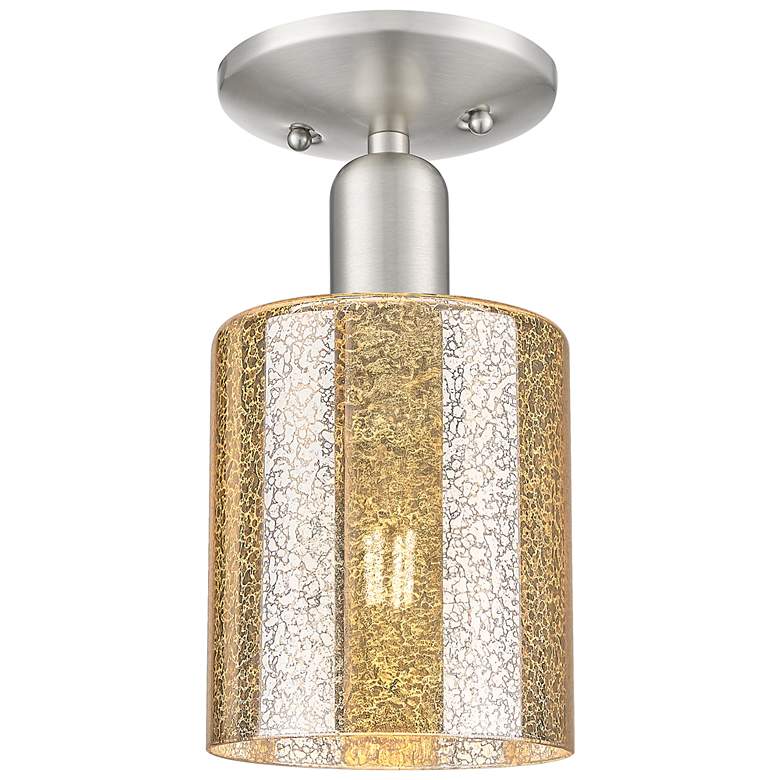 Image 1 Arcadia Cobbleskill 5"W Brushed Nickel Semi-Flush w/ Mercury Shade