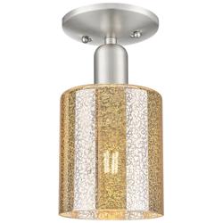 Arcadia Cobbleskill 5"W Brushed Nickel Semi-Flush w/ Mercury Shade