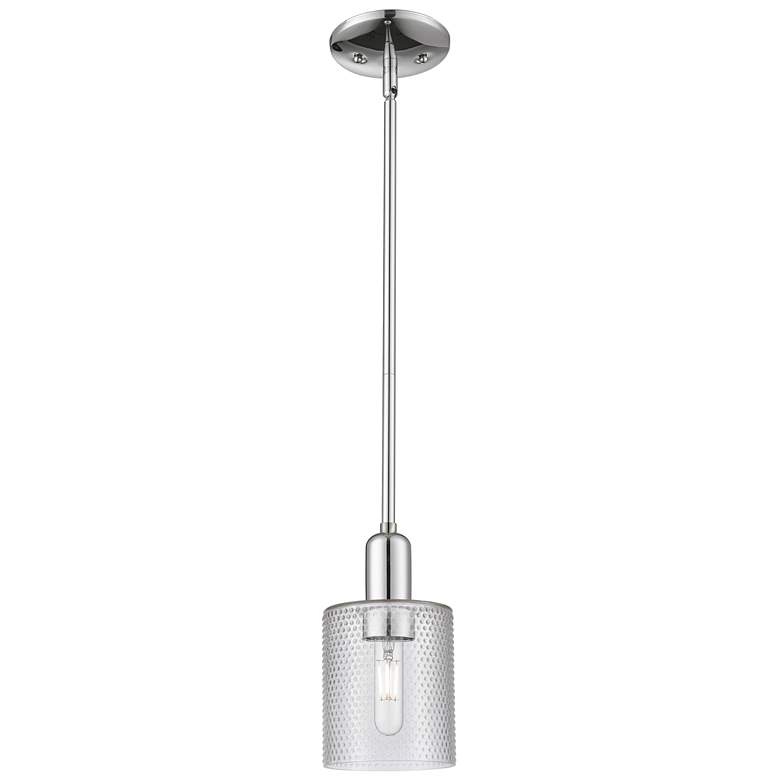 Image 1 Arcadia Cobbleskill 5"W Chrome Stem Hung Mini Pendant w/ Clear Shade