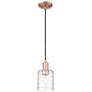 1_Arcadia Cobbleskill 5"W Copper Cord Mini Pendant w/ Deco Swirl Shade